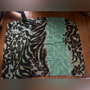 Leopard Print Scarf with Teal Accent